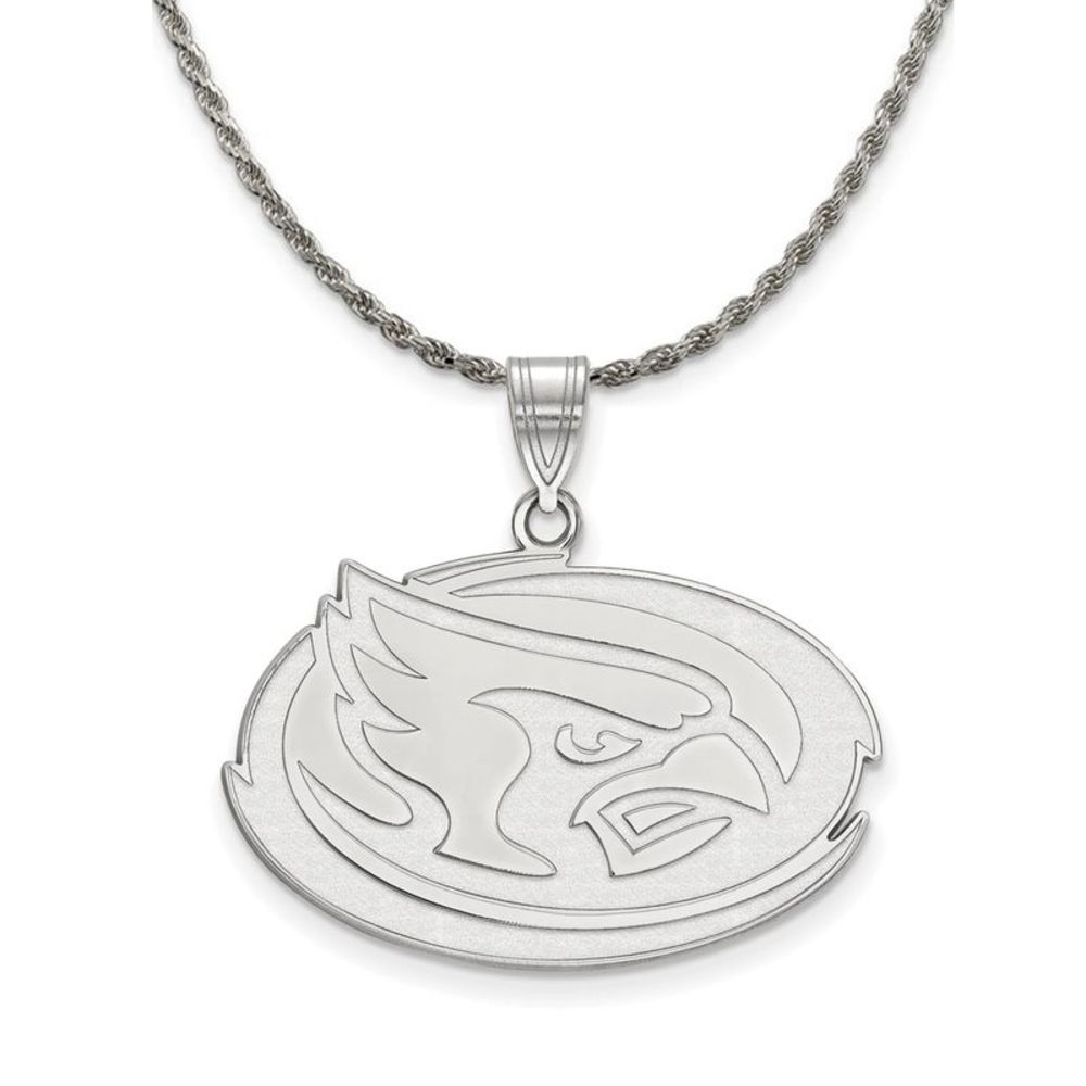 Sterling Silver Iowa State Large Pendant Necklace - 18 Inch
